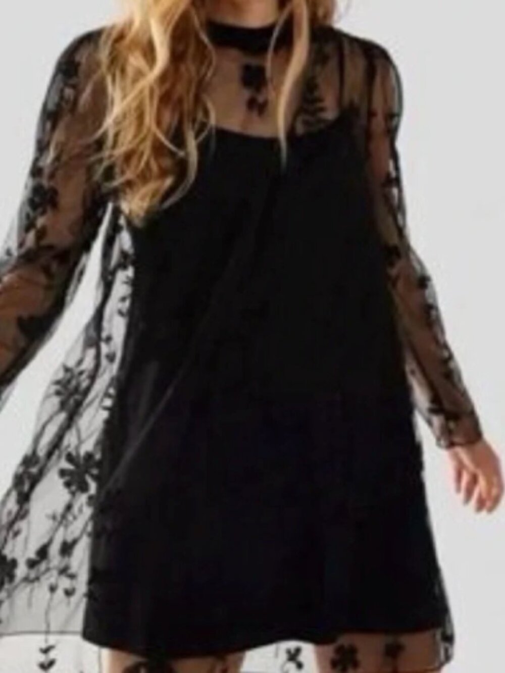 Free people black sheer mini-dress